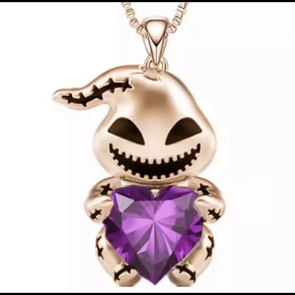 Oogie Boogie heart Necklace Gold jewelry TNMBC NMBC evil Villain nightmare stone - Picture 5 of 9